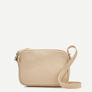 New JCREW Camera Bag in Pebbled Leather Bone Pale Sand